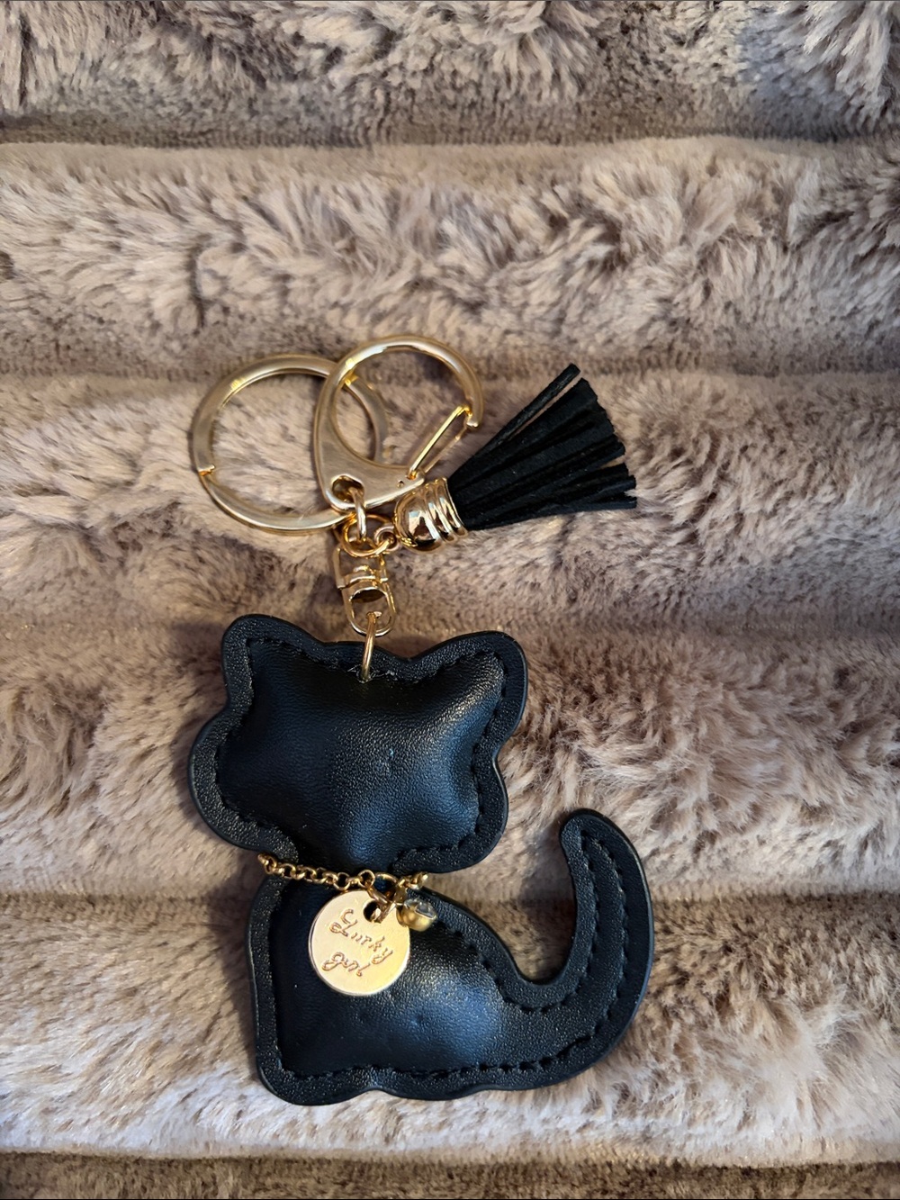 Pink Cat Crystal Keychain Wristlet & Black Cat Keychain - Picture 4 of 6